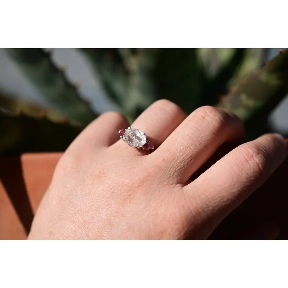 Alternative engagement ring pink tourmaline clear lake county diamond
